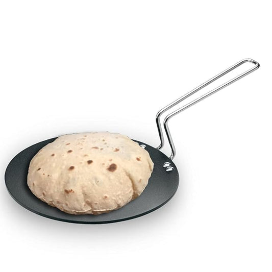 Hawkins Futura  Tava, Non Stick Tawa with Stainless Steel Handle, Black