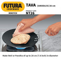 Hawkins Futura  Tava, Non Stick Tawa with Stainless Steel Handle, Black