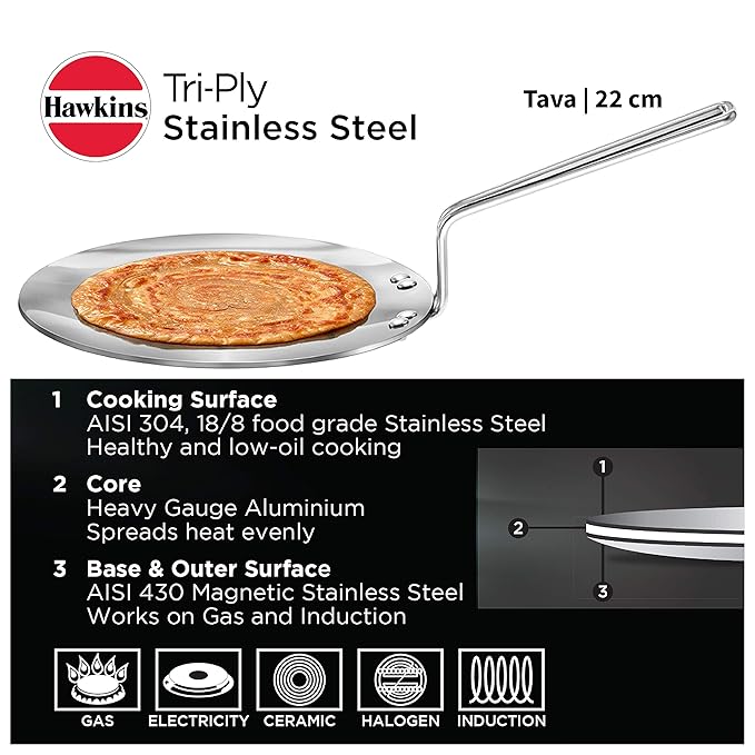 hawkins- Nonstick Flate Tava -22 cm