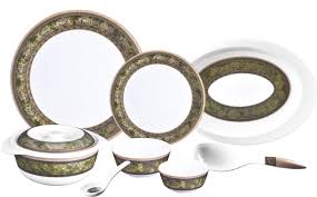 Servewell 12 pc Round Melamine Dinner Set - Mughal Art - Olive